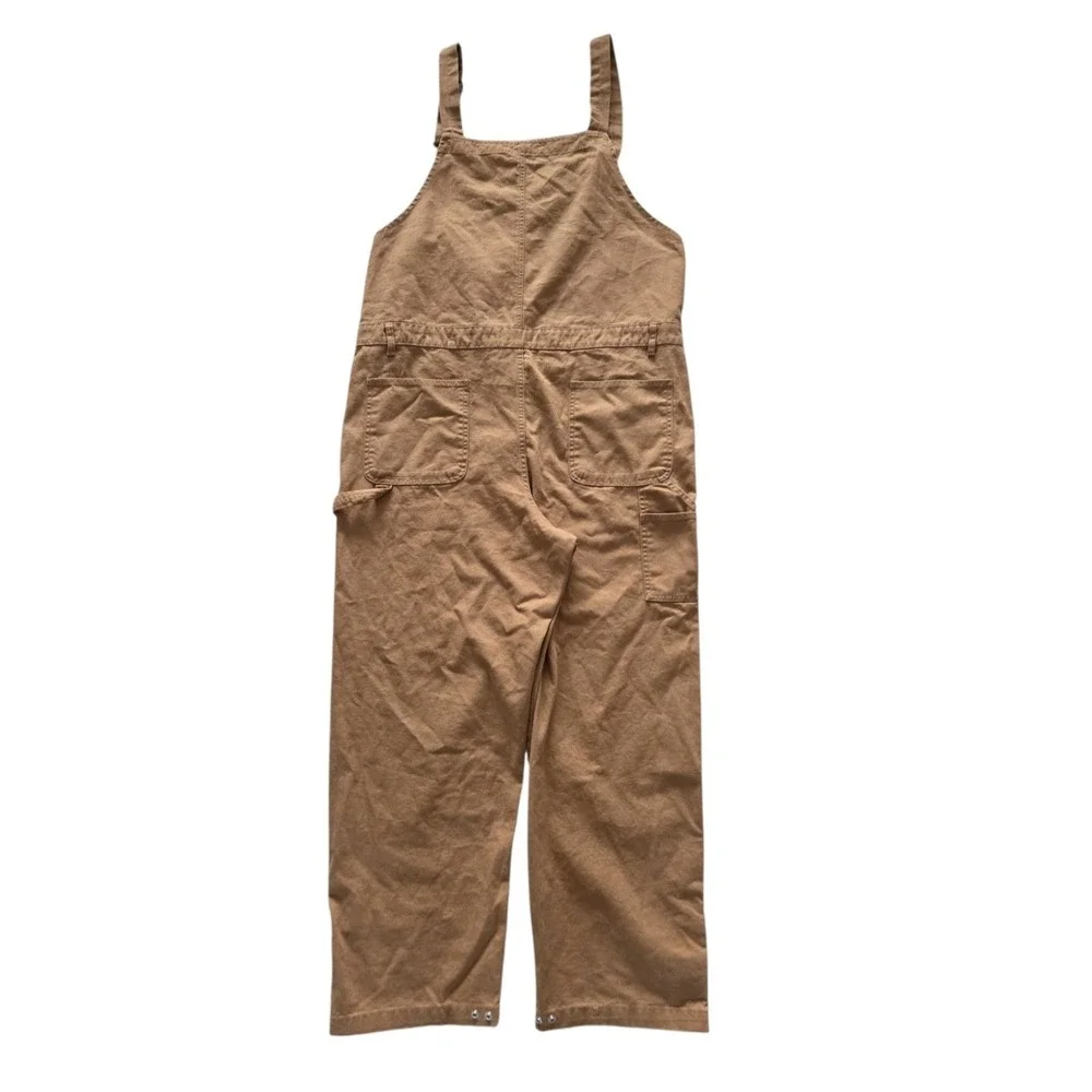 Zara Brown Denim Canvas Bib Overalls Carpenter Workwear Utility Mens XL Gorpcore